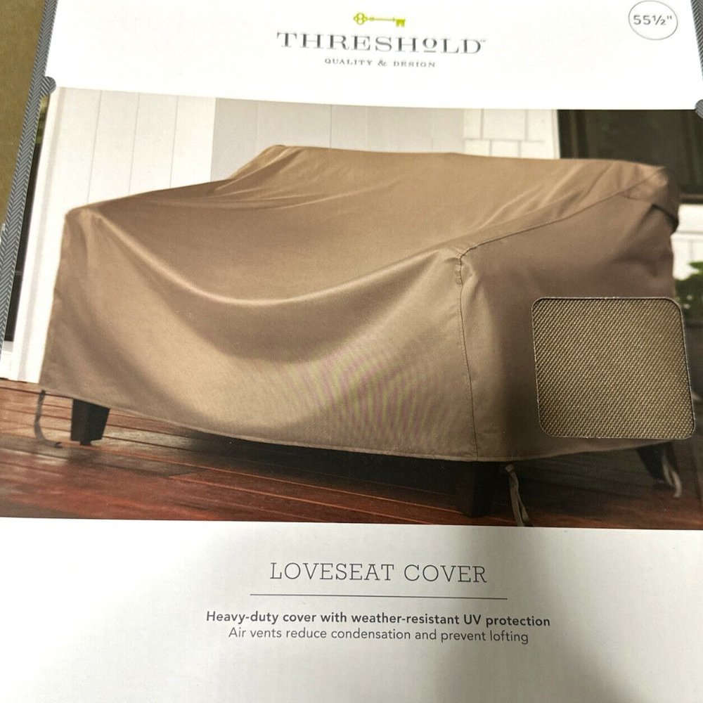 THRESHOLD LOVESEAT COVER W/ WEATHER RESISTANT UV PROTECTION 55 1/2'' NEW